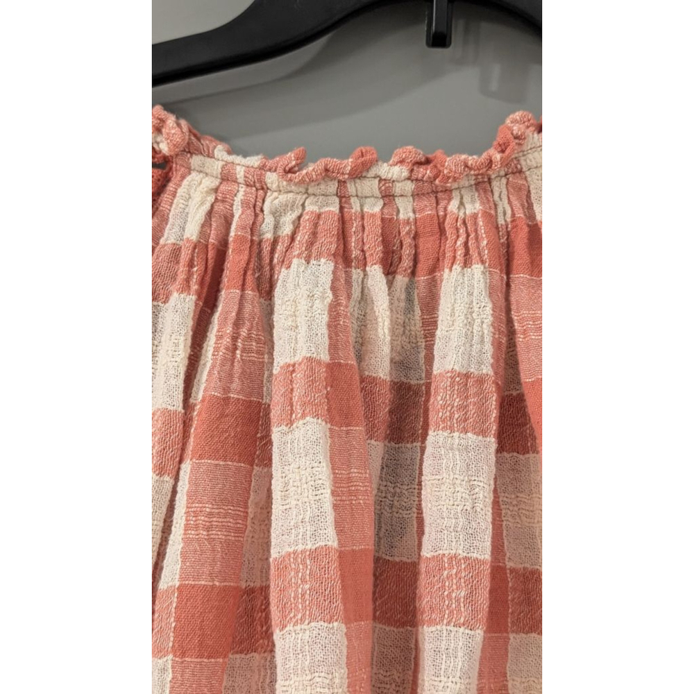 Women's Free People Coral White Plaid Blouse M - Picture 7 of 10